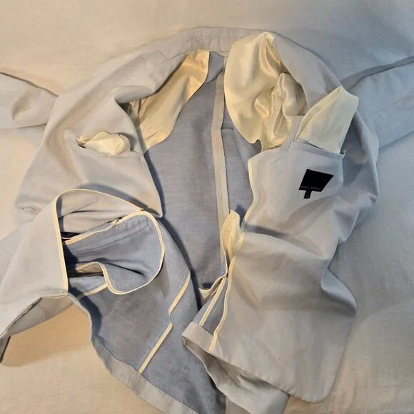 BANANA REPUBLIC Office Sirencore Light Blue Linen Long & Lean Blazer Size 10. - Picture 9 of 16